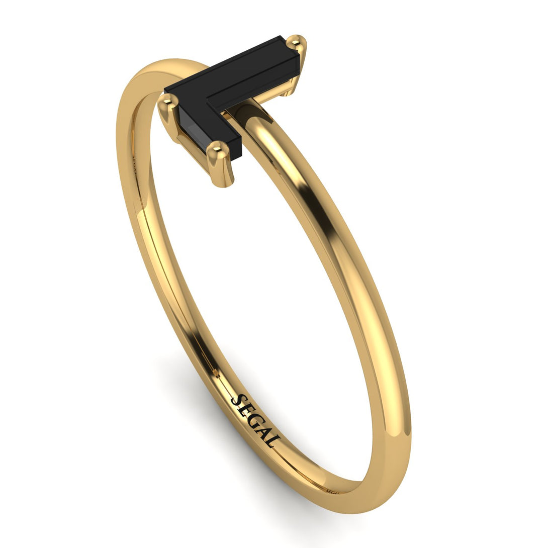 L Letter - Initial Gold Diamond Ring